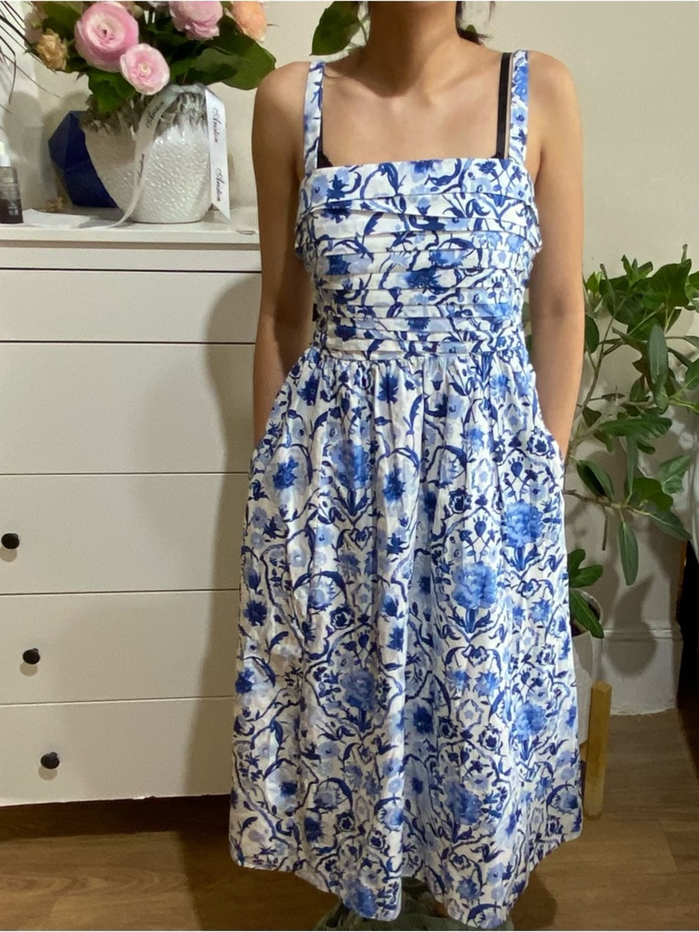 Abercrombie & Fitch Blue and White Floral Midi Dress